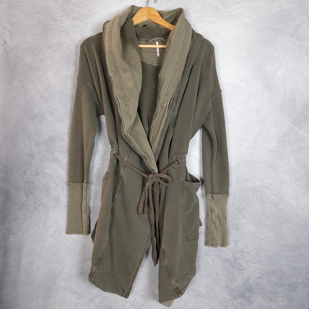 Free People Cardigan Sweater Hoodie Womens XS Green Oversized Brentwood